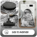 2X6 Rug Runners For Hallways Kitchen Non Slip Washable Grey Entryway Runner Rugs With Rubber Backing 6Ft Long Carpet Runner For Laundry Room Bedroom, Low Pile Stain & Fade Resistant, Abstract Gray