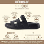 Cushionaire Orbit Waterproof Eva Womens Sandals -Comfortable Summer Slip On Slides For Women With Adjustable Buckle Strap