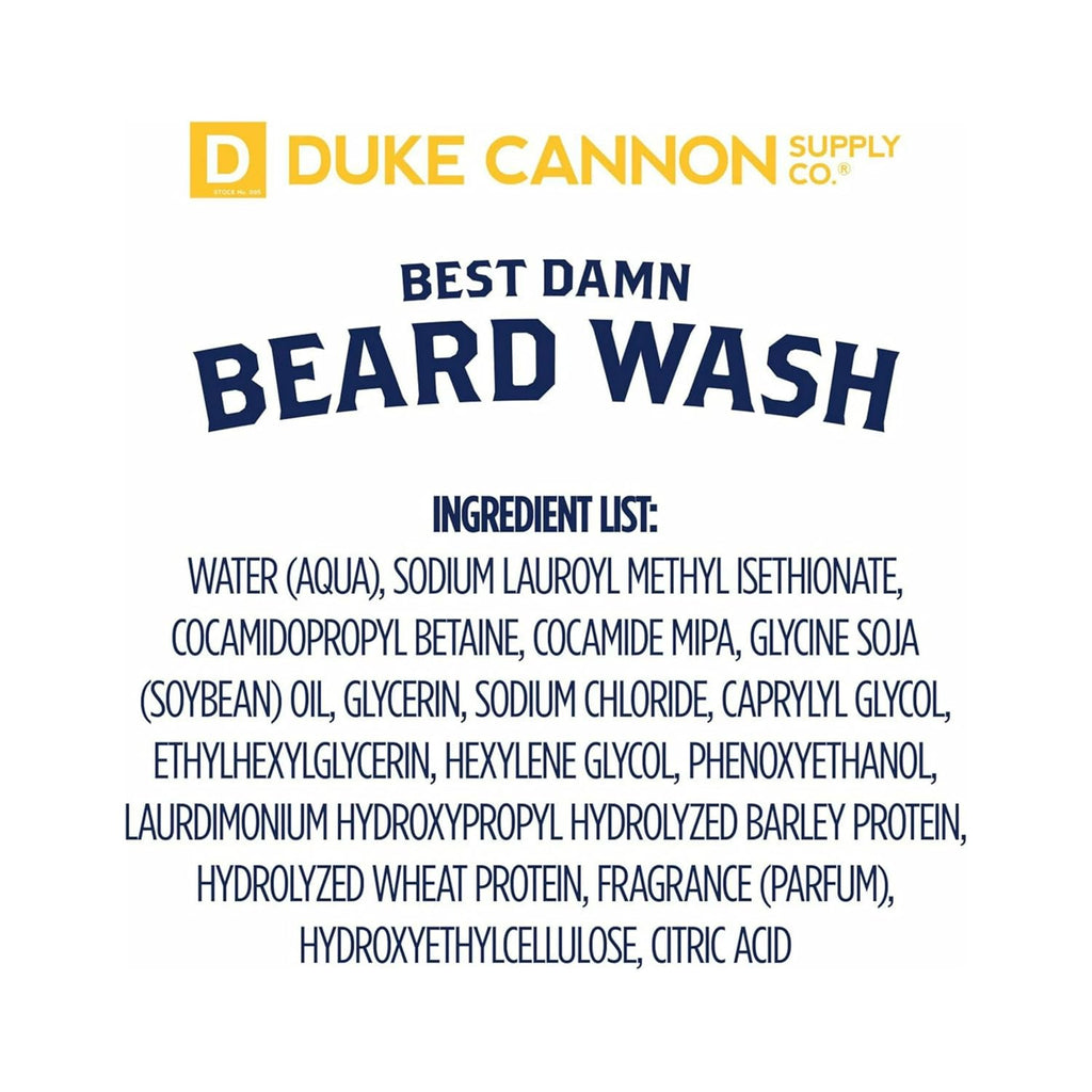 Duke Cannon Beard Wash for Men – Hydrating Beard Shampoo & Facial Hair Cleanser – Gently Cleans, Softens & Conditions Beard – 6 fl oz