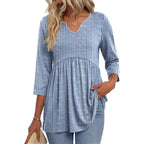 Zeagoo 3/4 Length Sleeve Womens Tops 2026 Blouses for Women Dressy Casual Fashion Clothing V Neck T-Shirts Summer Outfits