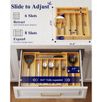 Kitsure Silverware Organizer - Expandable Bamboo Kitchen Drawer Organizer For Cooking Utensils And Cutlery, Sturdy & Thickened Kitchen Organizers And Storage Solution, Large, Natural