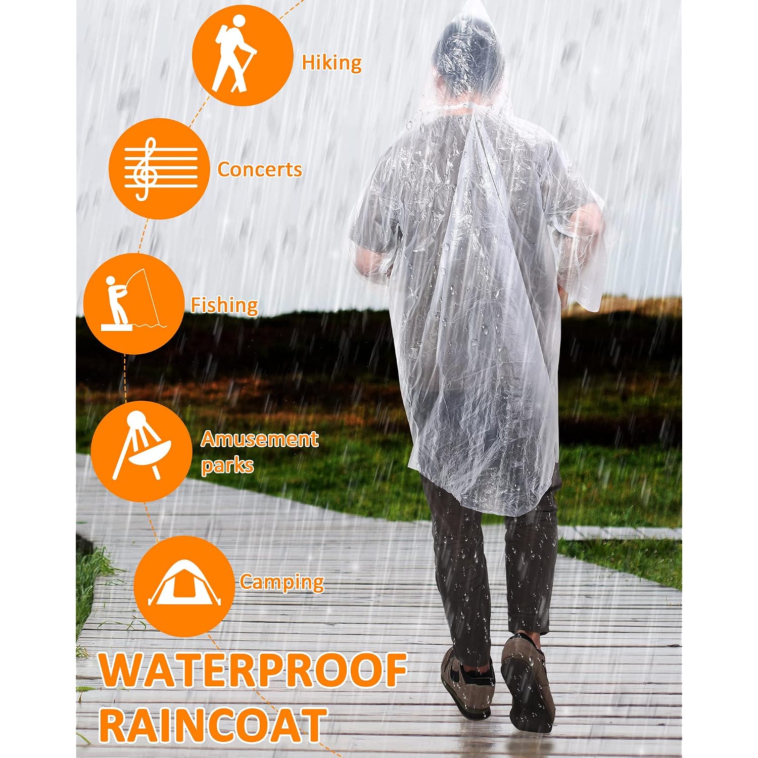 Jagely 120 Pack Disposable Rain Poncho For Adult Family Bulk Wedding Homeless Gift Emergency Travel Hooded Outdoor Raincoat
