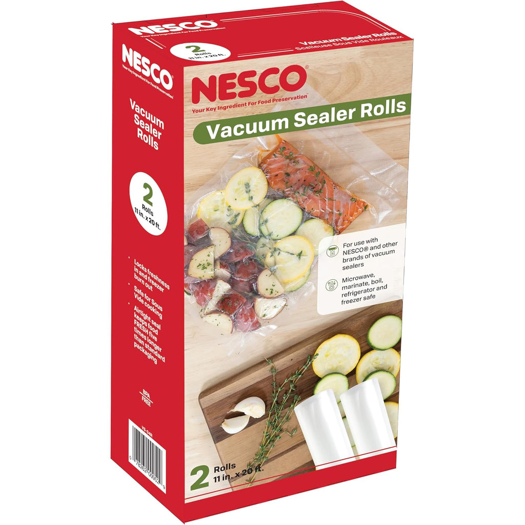 Nesco Vs‑04R Vacuum Sealer Rolls For Home Food Storage, Custom‑Size 11‑Inch Bags Compatible With Nesco And Most Vacuum Sealers