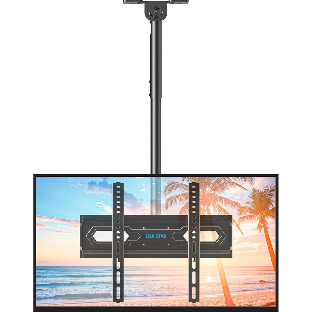 Ceiling Tv Mount For 26-65 Inch Tvs, 360° Swivel Full Motion Ceiling Mount Tv Bracket, Height Adjustable, Tilt Tvs Ceilings Mounts, Supports Up To 110 Lbs, Max Vesa 400X400Mm