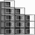 Kuject X-Large Shoe Storage Boxes Organizers Clear Plastic Stackable 12 Pack, Shoe Rack & Holder Substitute, Sneaker Containers, Toy Storage Organizer Bins For Entryway, Closet, Under Bed, Black