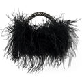 Miuco Real Natural Ostrich Feather Beaded Handbags For Women Handmade Evening Bags Clutch Purse