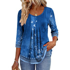 Zeagoo 3/4 Sleeve Tops for Women Crew Neck Blouses Pleated Casual Shirts Fall Work Clothes 2026