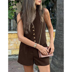 Prettygarden Women'S Summer 2 Piece Outfits Sleeveless Matching Sets Button Down V Neck Vest Waistcoat And Pockets Shorts
