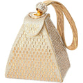 Womens Rhinestone Clutch Evening Bags - Gold Sparkly Glitter Silver Handbags Pyramid Shape Luxury Purse