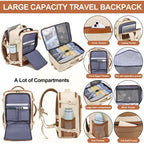 Travel Backpack For Women Airline Approved Carry On Backpack With Shoe Pouch,Tsa 15.6Inch Laptop Mochila Flight Approved Personal Item Bag For Weekender Overnight Bags Bookbag Travel Essentials,Beige