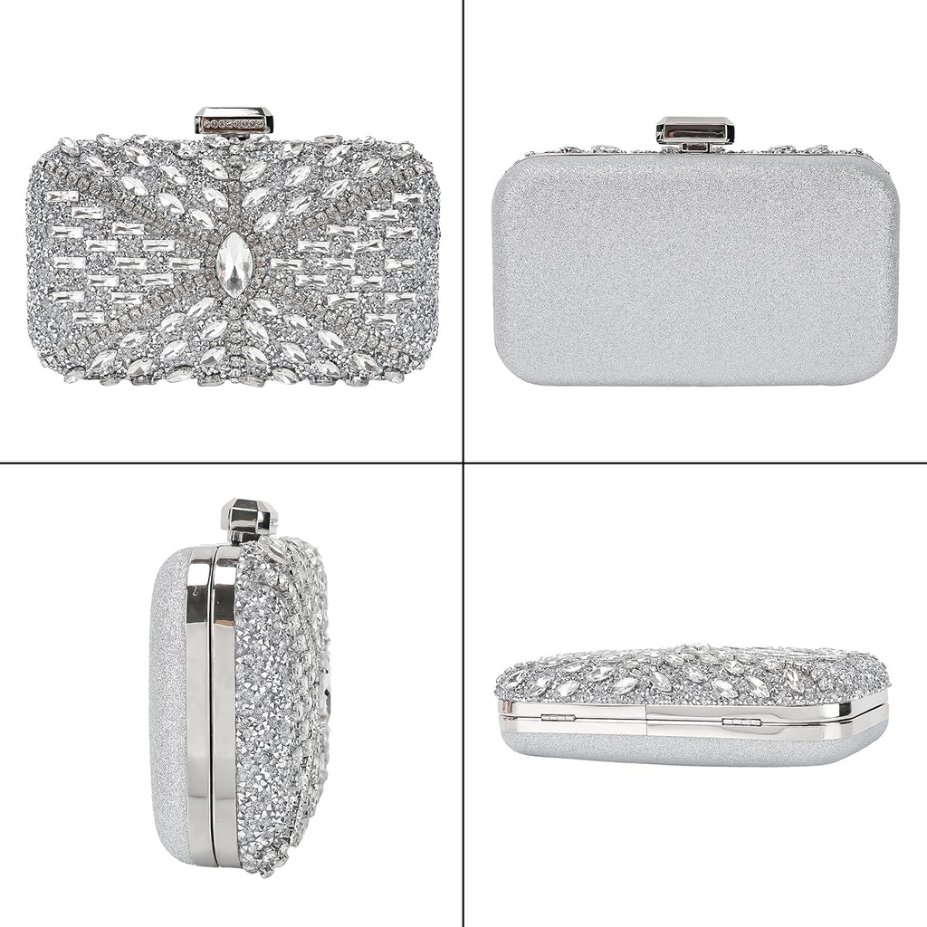 Womens Sparkly Rhinestone Crystal Glitter Clutch Purse Evening Handbag Shoulder Bag for Wedding Party Prom