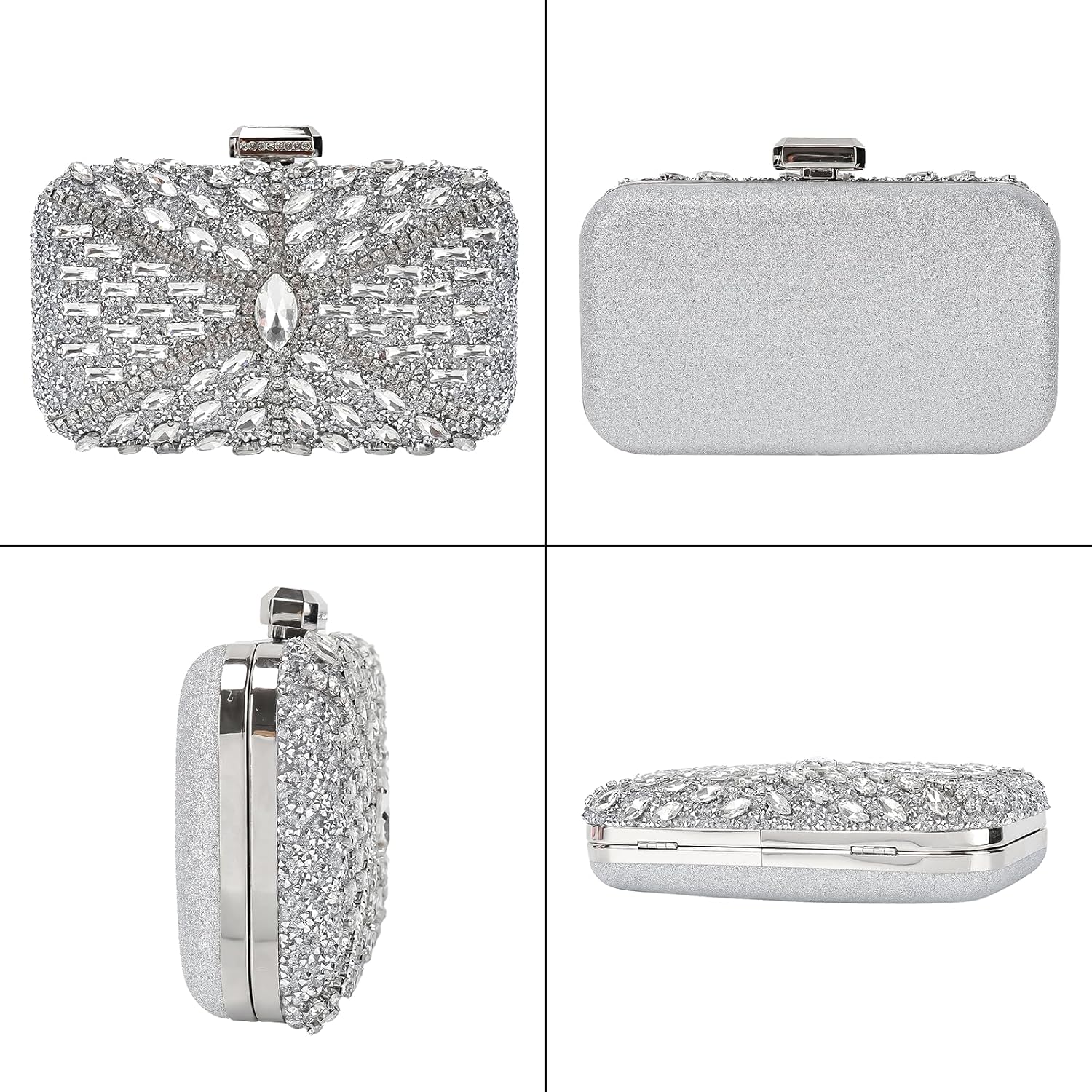 Womens Sparkly Rhinestone Crystal Glitter Clutch Purse Evening Handbag Shoulder Bag for Wedding Party Prom