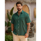 Hardaddy Men'S Casual Striped Shirts Button Down Short Sleeve Blouse Summer Hawaiian Shirt