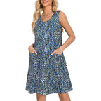 Elescat Womens Summer Dresses Casual V Neck Sleeveless Pockets Beach Loose Tank Sundress 2026