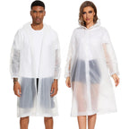 Offitecture 2-Pack Reusable Rain Ponchos For Adults - Hooded Raincoats For Women/Men With Drawstring