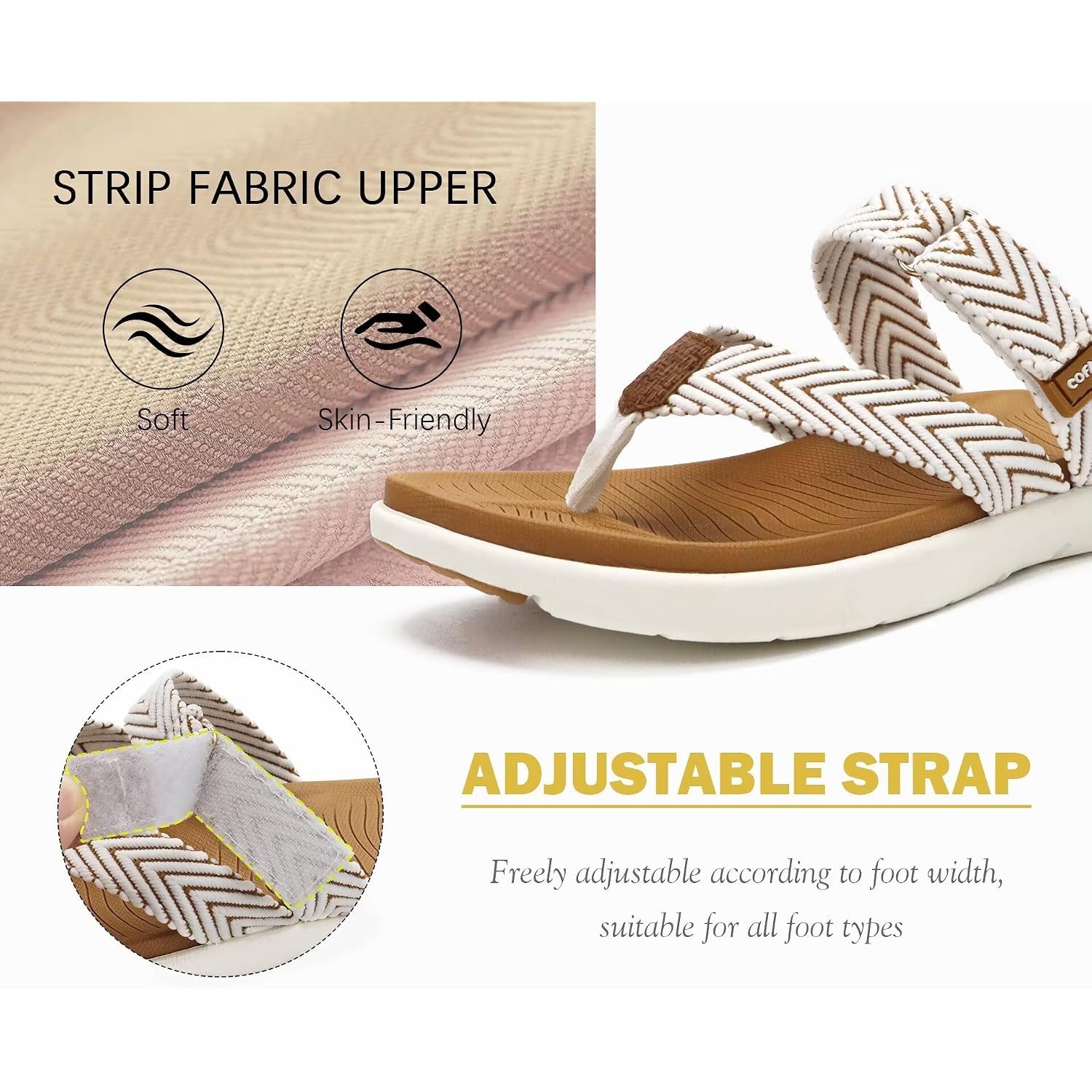 Coface Womens Trendy Orthotic Flip Flops Lightweight Yoga Mat Thick Cushion Walking Thong Sandals Adjustable Slip On Slippers With Comfortable Plantar Fasciitis Arch Support