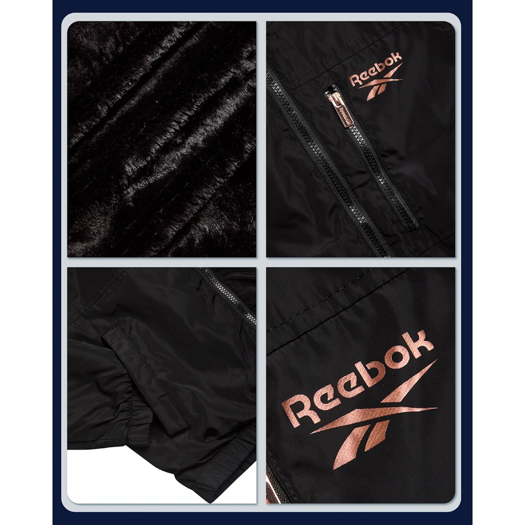Reebok Womens Rain Coat - Midweight Wind Water Resistant Sherpa Lined Full Zip Up Womens Rain Jacket With Hood And Pockets