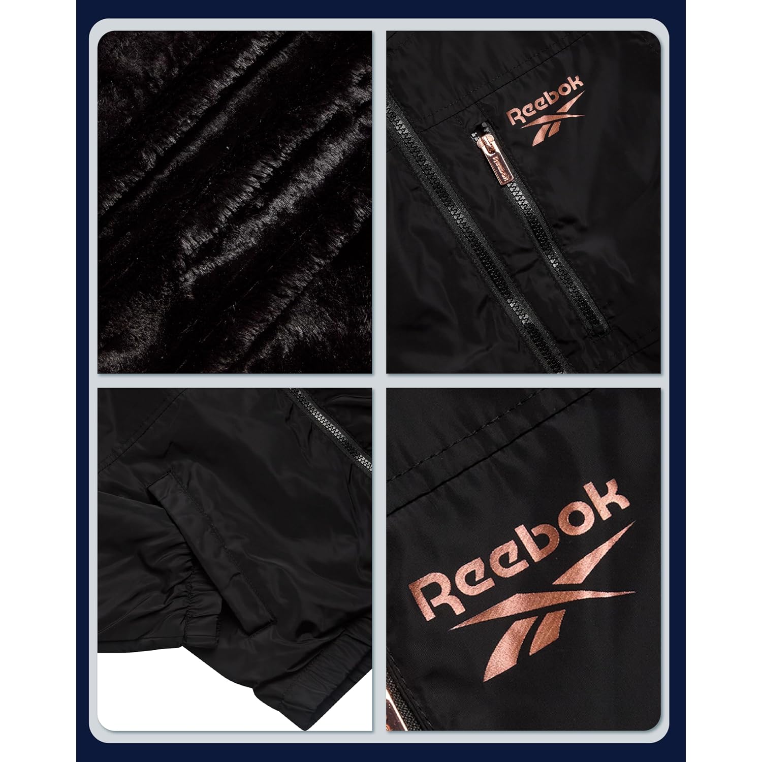 Reebok Womens Rain Coat - Midweight Wind Water Resistant Sherpa Lined Full Zip Up Womens Rain Jacket With Hood And Pockets