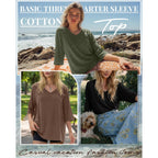 3 Pack Oversized 3/4 Length Sleeve Tops for Women Dressy Casual V Neck Basic Tees Loose Fit Cotton T Shirts
