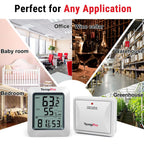 Temppro Tp60 Wireless Indoor Outdoor Thermometer Hygrometer With Large Lcd Display, No Hub Or App Required, 500Ft Wireless Range For Home Greenhouse Garage Rv (Previously Thermopro)