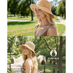 FURTALK Beach Sun Hat for Women Foldable Packable Handmade Straw Hats Sun Protection Floppy Travel Essentials