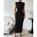 Btfbm Women Ruched Bodycon Maxi Dresses Summer Casual Sleeveless Lightweight Slit Elegant Cocktail Wedding Guest Dress