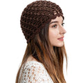 Zlyc Women Crochet Beanie Handmade Knit Flower Shiny Summer Vintage Skull Hat