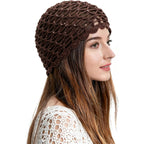 Zlyc Women Crochet Beanie Handmade Knit Flower Shiny Summer Vintage Skull Hat
