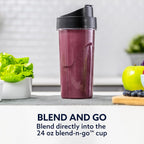 Oster Pro 1200 Smoothie Blender With Glass Jar & 24Oz To-Go Cup, Countertop Kitchen Blender With 7 Speeds, 1200W Power, Brushed Nickel