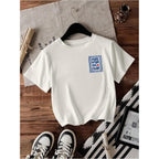 SweatyRocks Women's Lemon Graphic Short Sleeve T Shirts Letter Print Round Neck Summer Casual Tees White B
