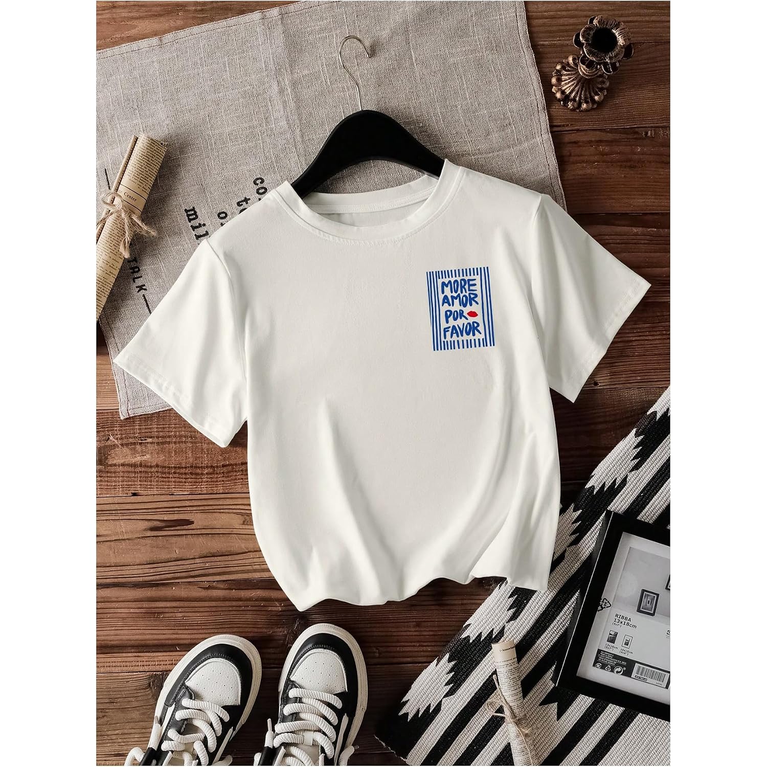 SweatyRocks Women's Lemon Graphic Short Sleeve T Shirts Letter Print Round Neck Summer Casual Tees White B