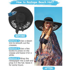 Senker Fashion Beach Hats for Women, Floppy Straw Sun Hat Embroidered Wide Brim for Summer Honeymoon Vacation Cruise