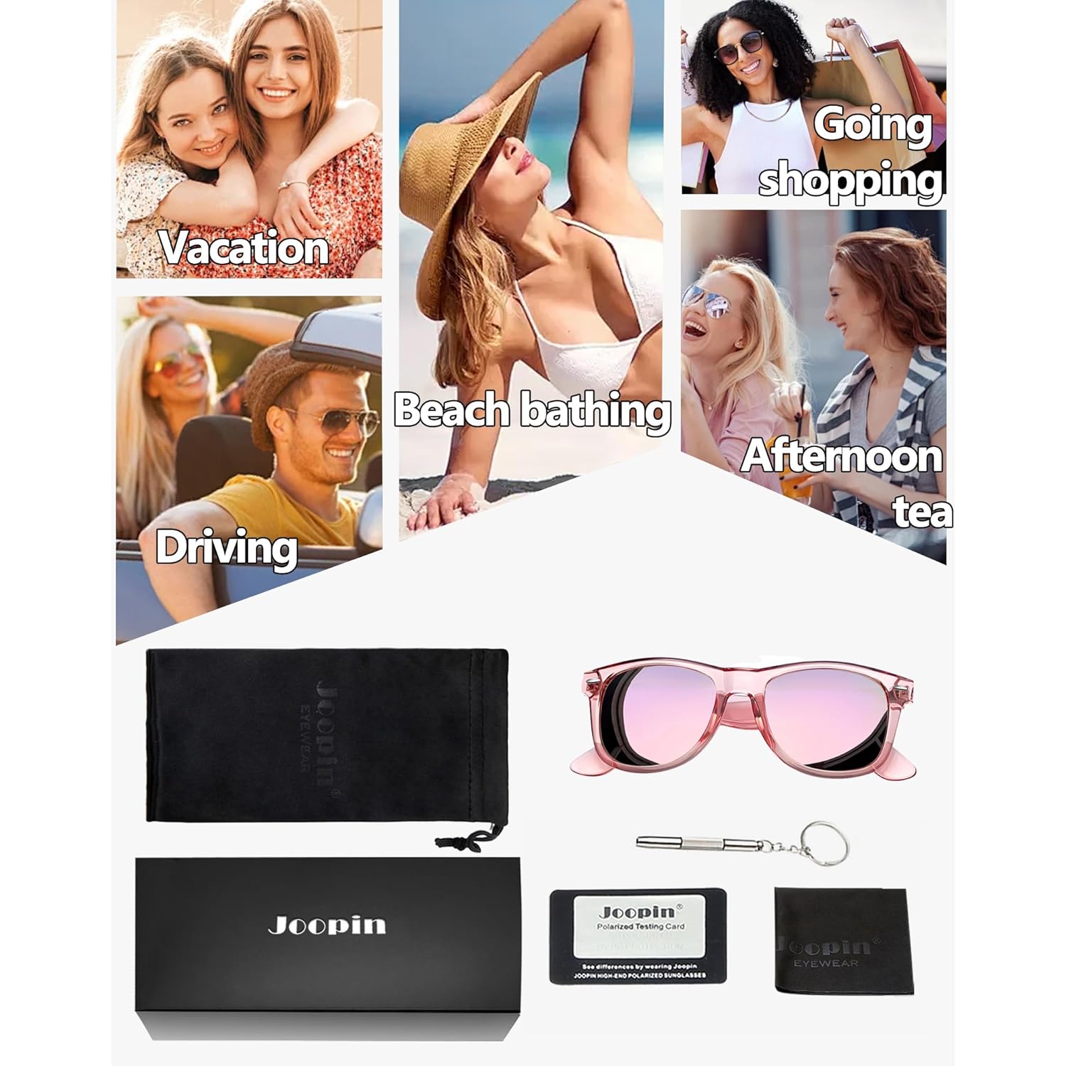 Joopin Square Sunglasses Polarized UV Protection Trendy Designer Sun Glasses Men Women