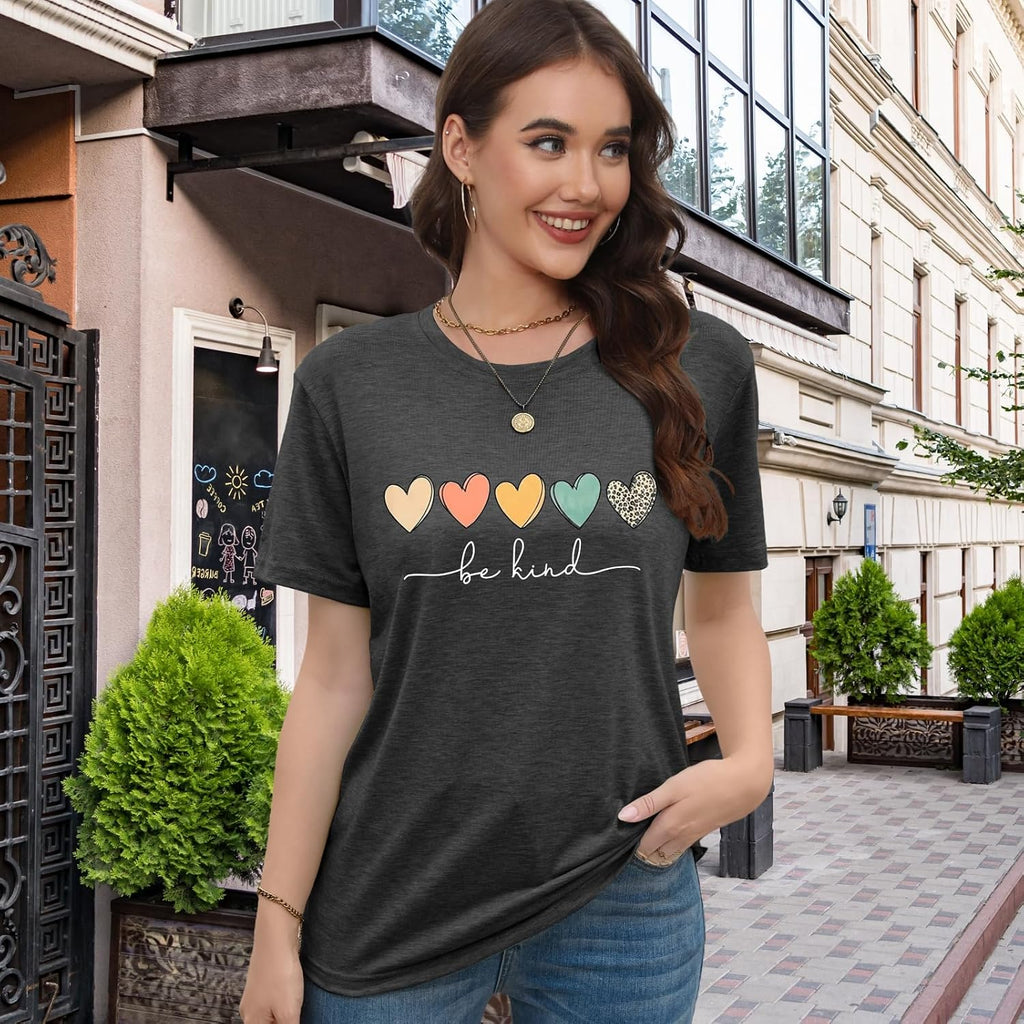 EUOW Tshirts for Womens Graphic Summer Tees Short Sleeve Loose Fit Trendy Tops Love