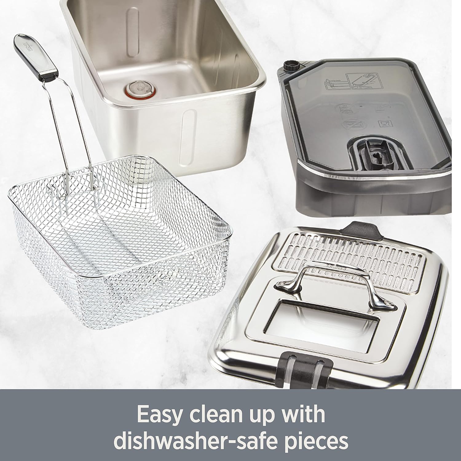 All-Clad Electric Deep Fryer With Basket And Lid, Stainless Steel Deep Fryer For Home Use, 1700W, Dishwasher Safe