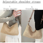 Casual Beach Tote Bag, Straw Beach Bag Fashion Shoulder Bag Crossbody Bag, For Beach Picnic Vacation