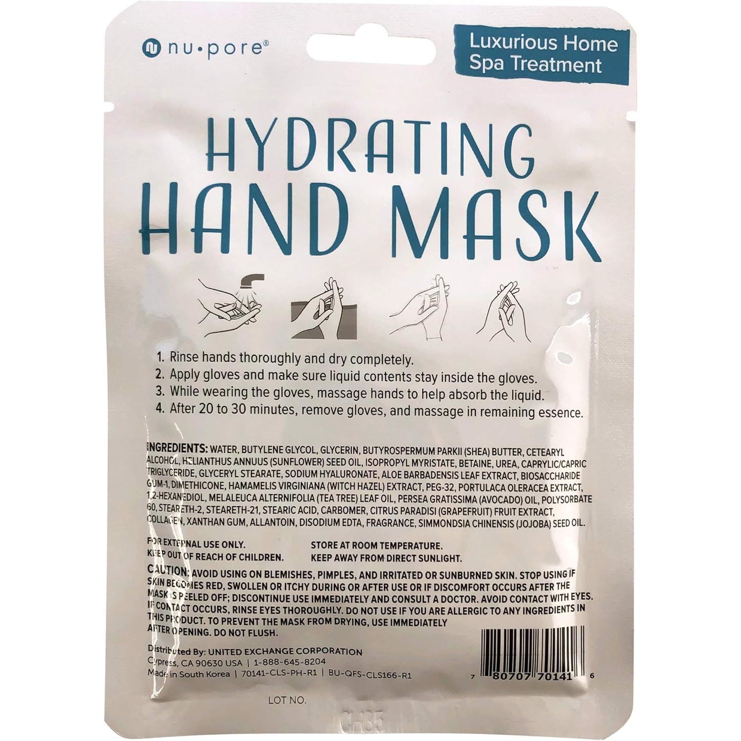 Nu-Pore Moisturizing Gloves – Hand Mask for Dry Hands and Moisturizer with Jojoba Oil and Aloe Vera to Help Repair and Soothe Extra Dry Skin, Paraben & Latex Free (24 Pack)