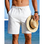 Mens Linen Shorts Casual Drawstring Elastic Waist Lightweight Breathable 7 Inch Inseam Summer Beach Shorts