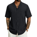 Cotrasen Men'S Casual Short Sleeve Button Down Shirt Cuban Textured Summer Beach Shirts