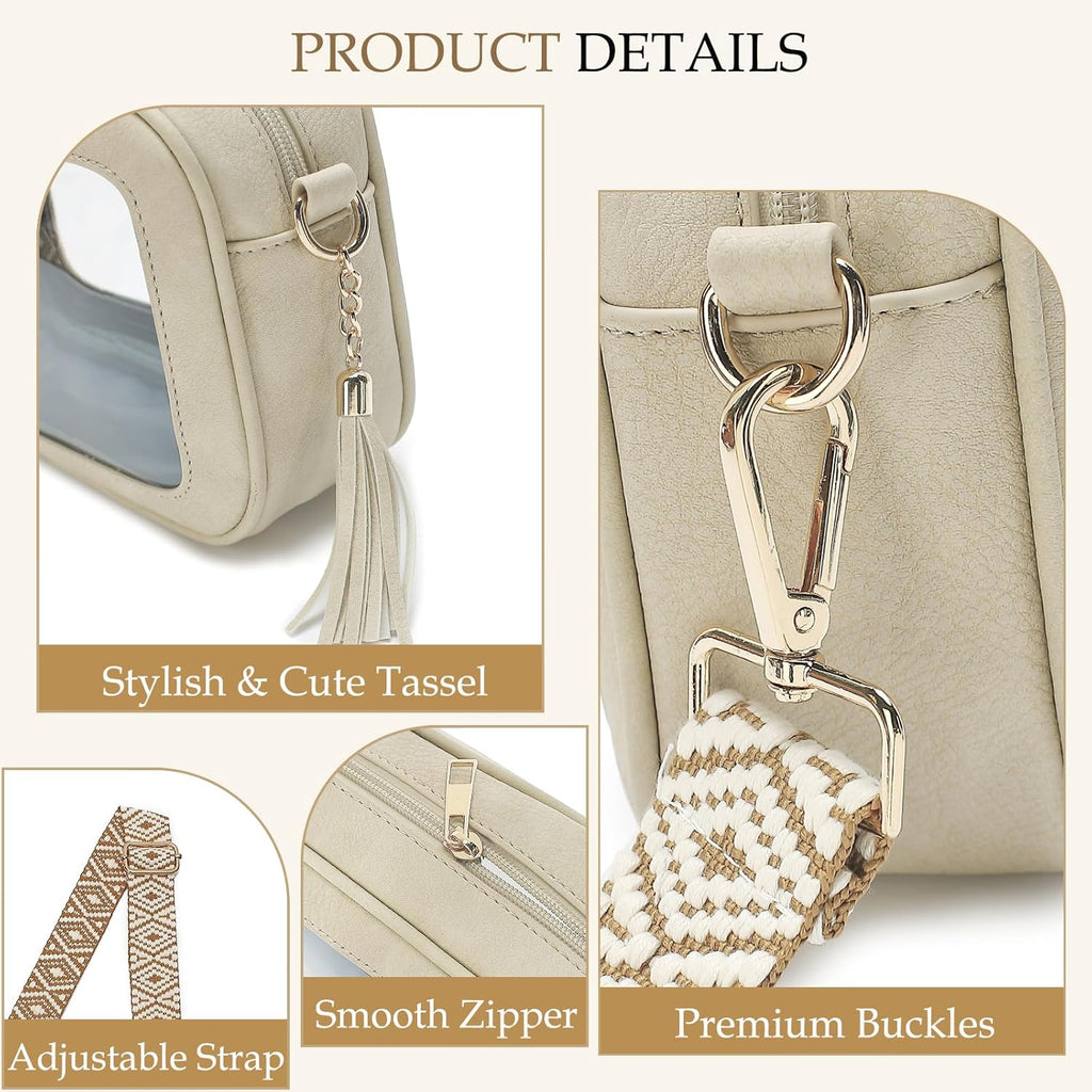 LOXOMU Clear Crossbody Bag Stadium Approved - Waterproof Clear Purses for Women Stadium Bag with Adjustable Guitar Strap | Stadium Approved, Waterproof, Stadium Approved, Waterproof, Stadium Bag