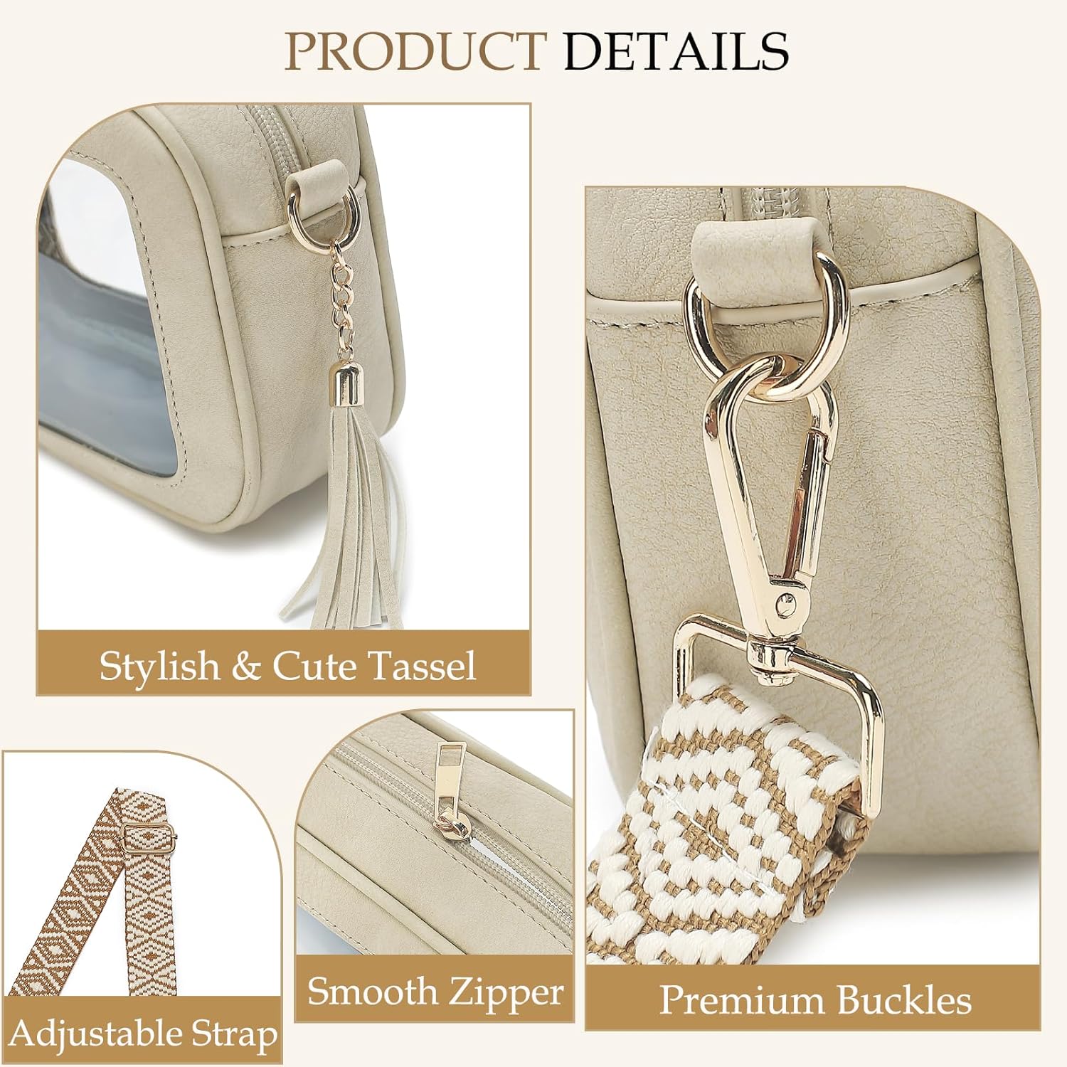 LOXOMU Clear Crossbody Bag Stadium Approved - Waterproof Clear Purses for Women Stadium Bag with Adjustable Guitar Strap | Stadium Approved, Waterproof, Stadium Approved, Waterproof, Stadium Bag