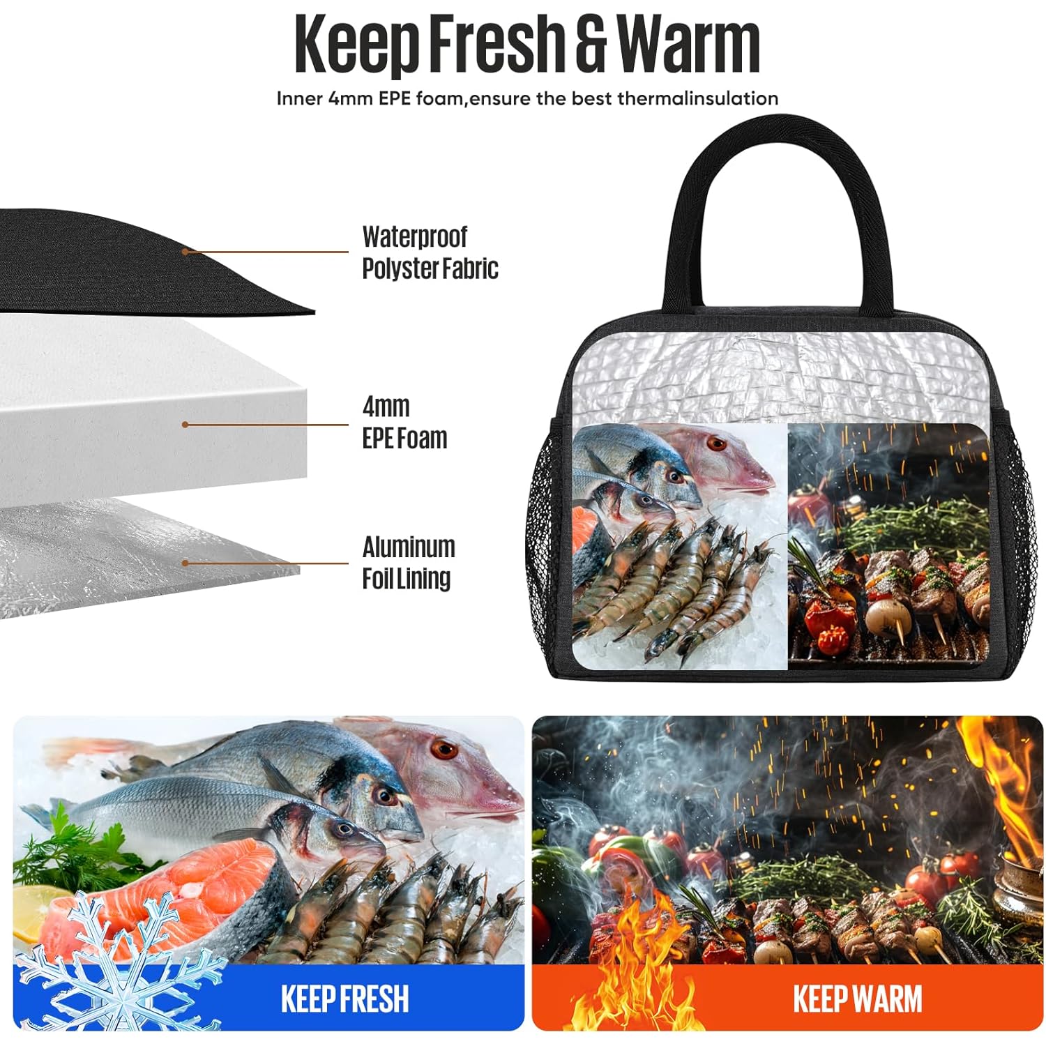 douyadady Lunch Bag Women/Men Lunch Box Women/Men (black)