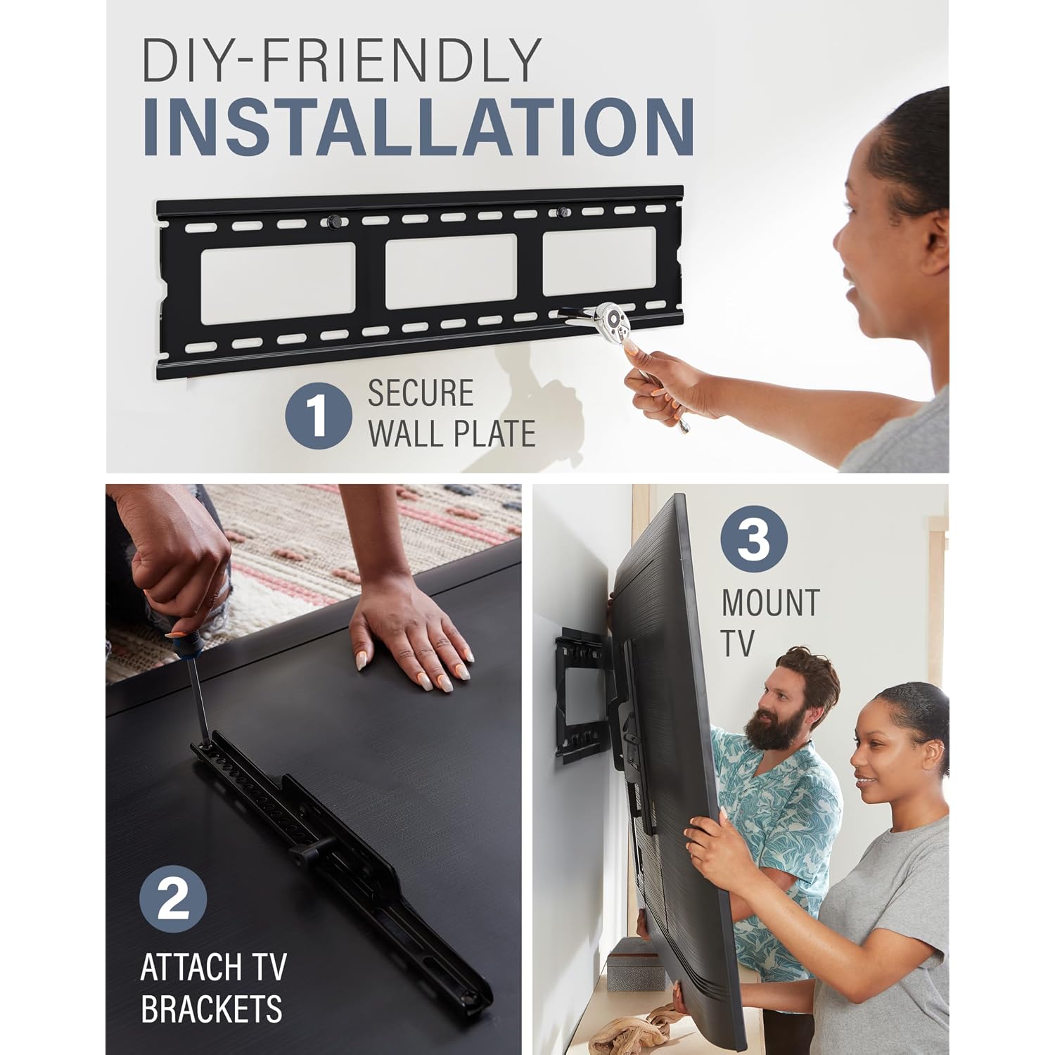 Sanus Tilting Tv Wall Mount Bracket For 37" To 80" Displays Up To 130Lbs- Universal Low Profile Design W/ 10 Degree Tilt - Premium Tv Mount Perfect For Oled & Qled