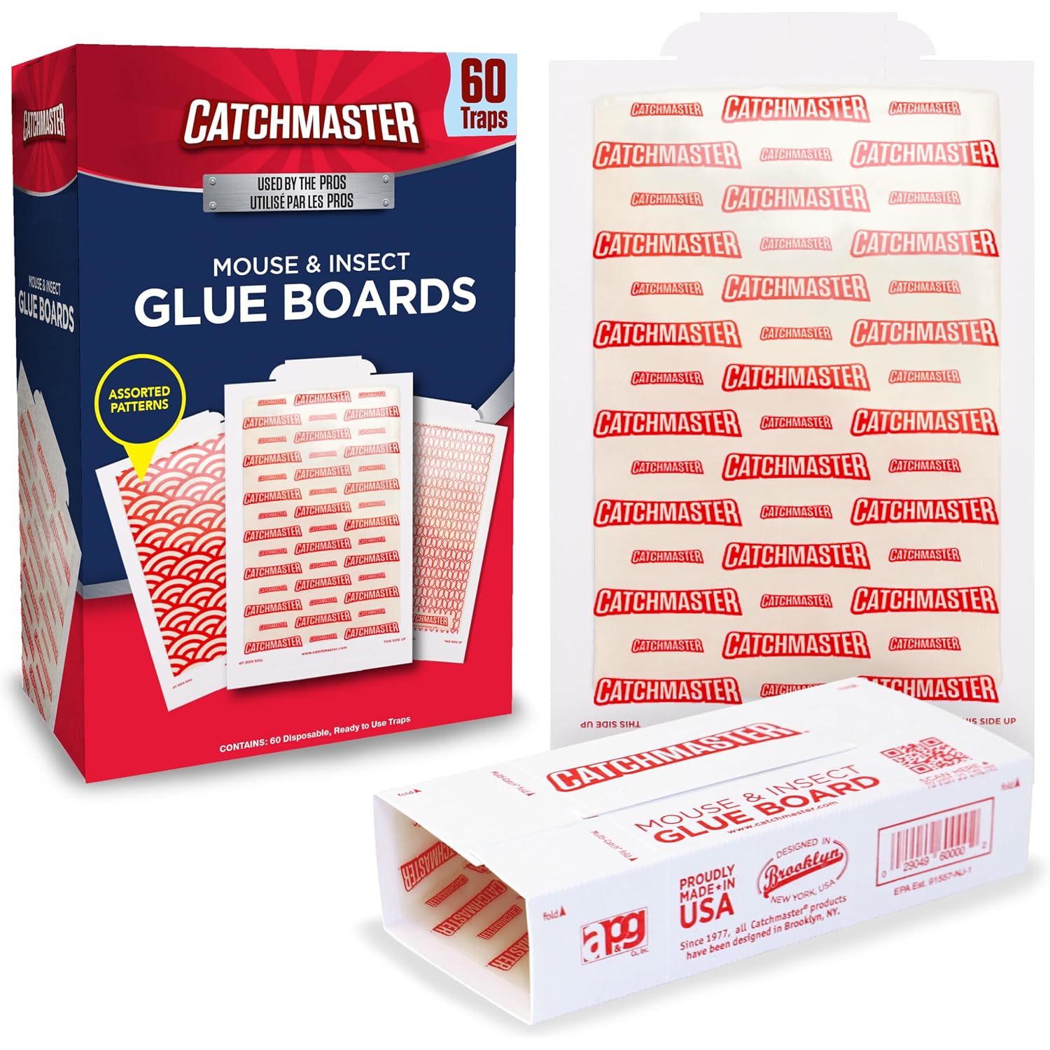 Catchmaster Extra Sticky Insect & Mouse Traps 60-Count, 5.3"X8" Glue Boards For Mice & Insects, Ultra Sticky Rat & Mousetraps Indoor For Home Use In Garages, Basements & Attics, Pest Control For Home