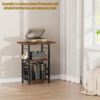 Record Player Stand With Extended Desktop,Large Record Player Table With Vinyl Storage,Tall Turntable Stand With Record Holder Vinyls Display Shelf For Music Room Studio, Rustic Brown
