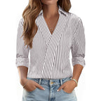 Lomon 3/4 Length Sleeve Womens Tops Dressy V Neck Collared Shirts Trendy Business Casual Work Blouses Vacation Outfits 2026
