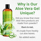 Seven Minerals Aloe Vera Gel With Freshly Cut Pure Organic Aloe - Big 12Oz - Texas Grown, Highestquality, Vegan, Unscented, Non-Sticky - After Sun, Sunburn Relief, Skin & Face Moisturizer, Hair Mask