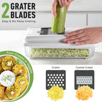 Mueller Vegetable Chopper Mandoline Slicer, Food Veggie Chopper, Cheese Grater, Onion Vegetable Cutter With Container, Dicer, Kitchen Gadgets & Essentials, White Sand/Grey