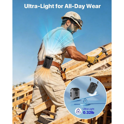 2026 Ai Portable Waist Fan, 4-Speed Clip On Personal Fan, Up To 25H Wearable Belt Fan, 4-In-1 Cooling Lightweight Hands-Free Neck Shirt Fan Gift For Camping, Outdoor, Jobsite