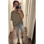 Tankaneo Womens Oversized T-Shirts Cropped Summer Casual Short Sleeve Loose Fit Tee Tops